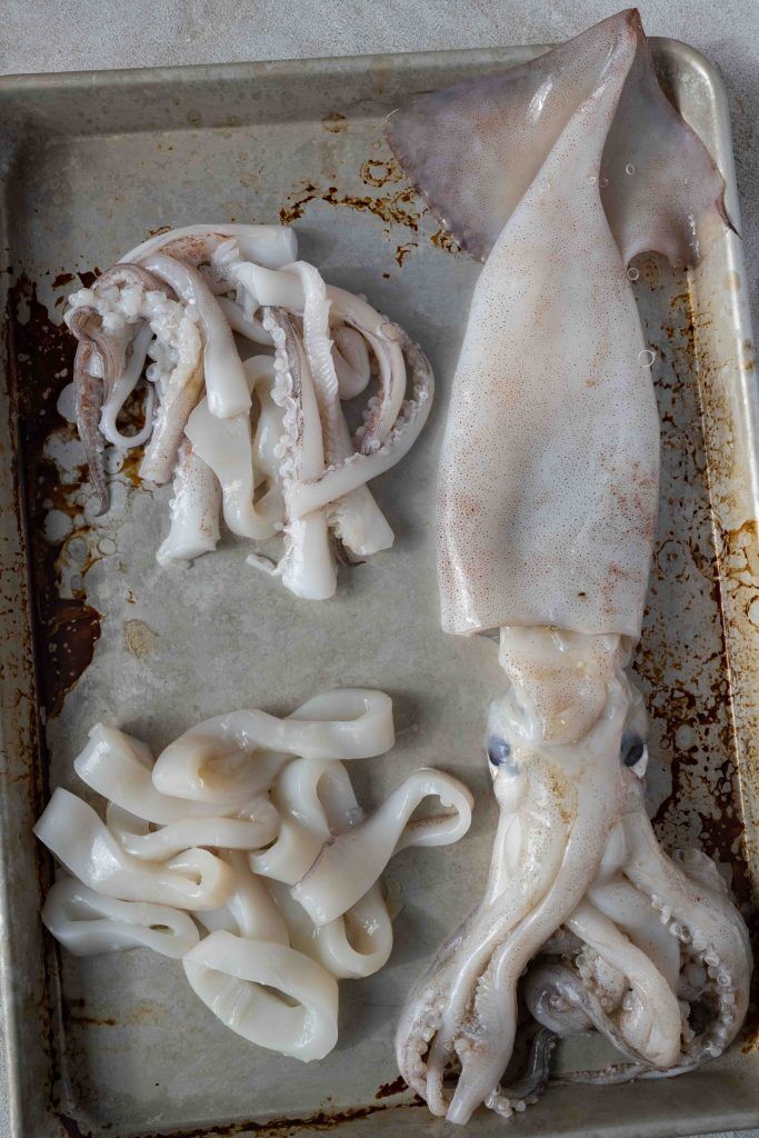 squid on platter